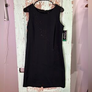 NWT Women’s black Spago sleeveless dress with rhinestone embellishments